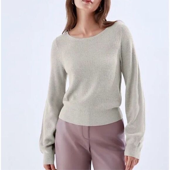 Aritzia Babaton Grey Column Wool Blend Balloon Sweater Size S - Picture 1 of 12